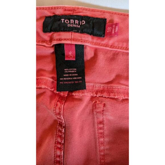 Torrid Womens Stiletto Ankle Zip Jeans 18 Red Poppy Mid Rise Denim Stretch - Picture 5 of 9